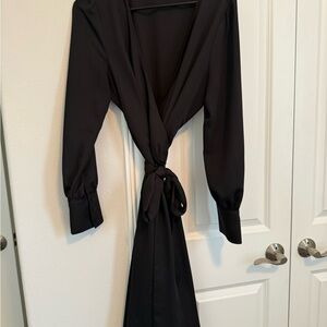 Halogen Black Long Sleeve Wrap Dress